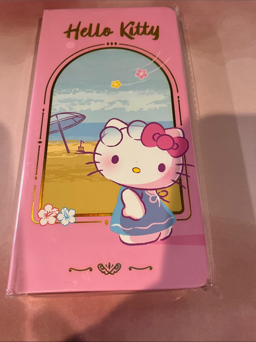 Sanrio Hello Kitty Pink Blue Beach Journal with Gold Script